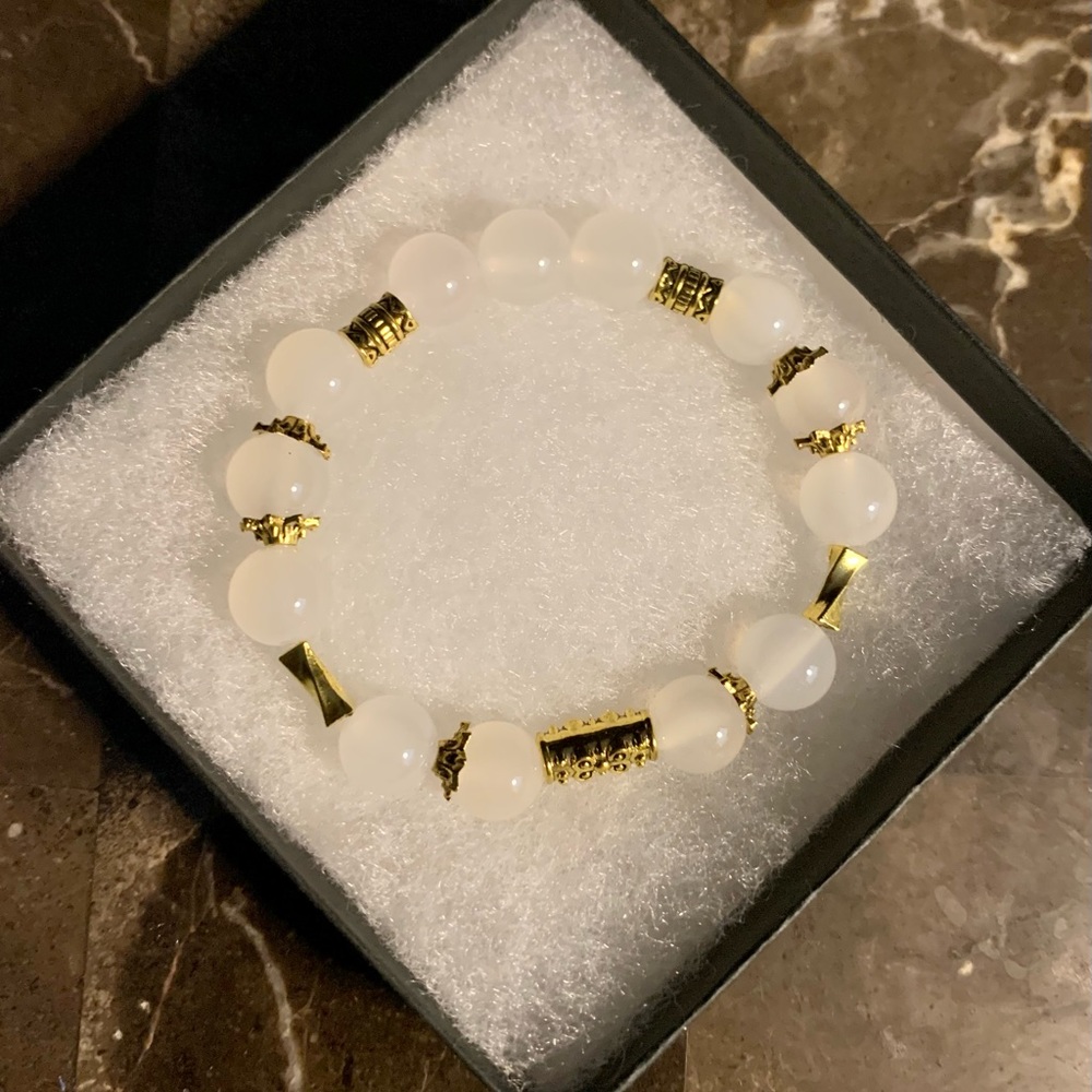 COPY - Women’s Handmade White Jade Elastic Bracelet